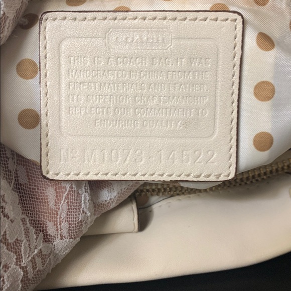 COACH Peyton Carryall Leather Satchel (EUC) Bone/ Gold - Picture 11 of 17